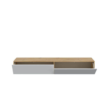 Reyes Nordic Oak Effect and White Wall Mounted Floating Wide Large TV Unit - UK Luxury Furniture